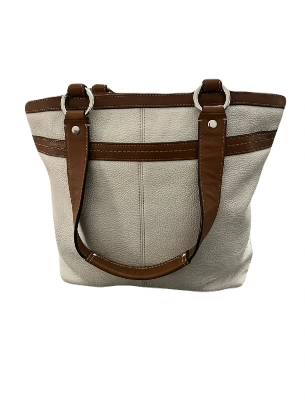 Coach Cream Leather Shoulder Tote with Brown Trim - Picture 5 of 12